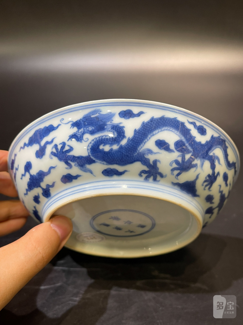 清康熙 青花龙凤纹盘 - 图8